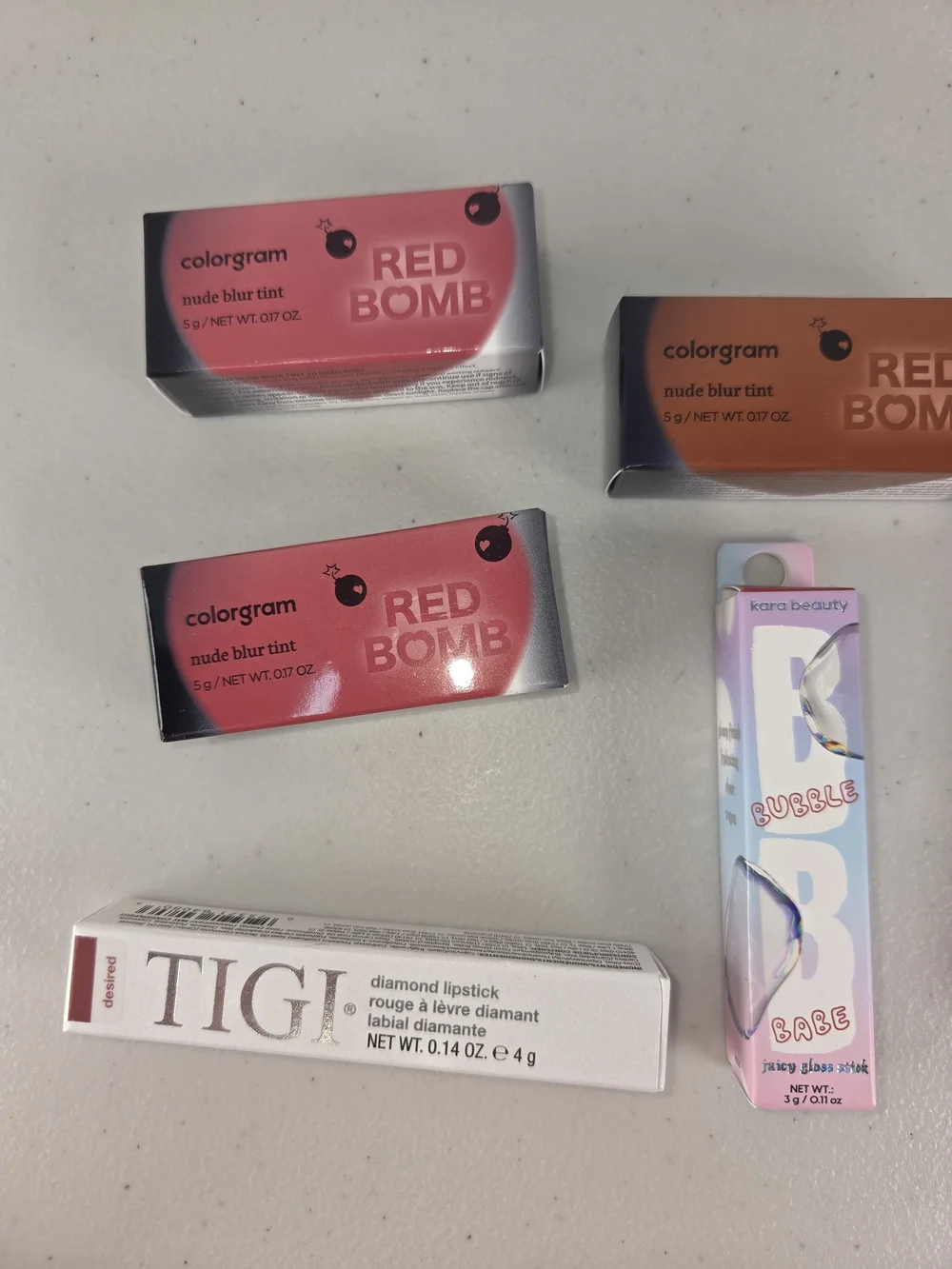 7 Piece Lip Bundle 3 Red Bombs Pixi Lip Balm Patrick Lip Gloss TIGI Lipstick